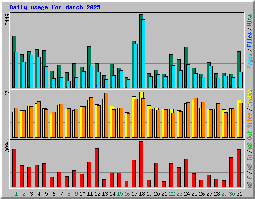 Daily usage for March 2025